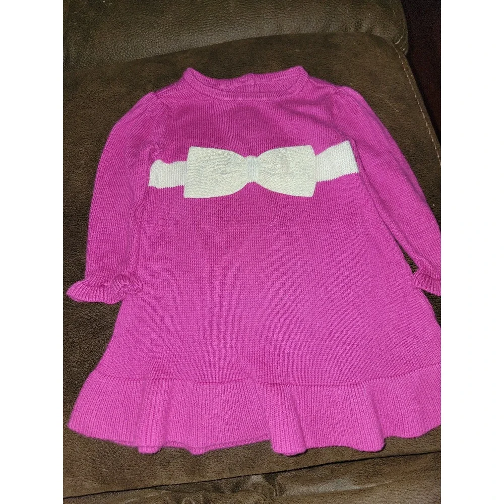 Gymboree layette line bonjour bebe pink dress‎ gold bow size 6 12 months